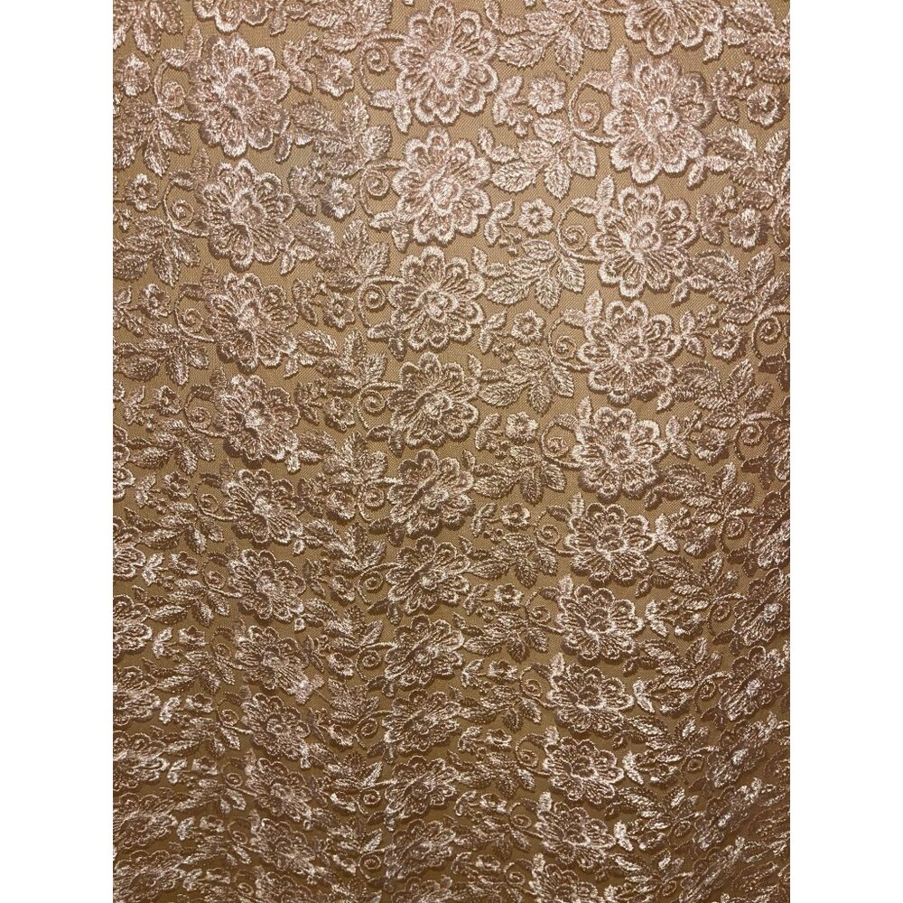NEW Elegant Floral Lace Fabric Scalloped Edges Metallic Pink Sheer Mesh 40x68